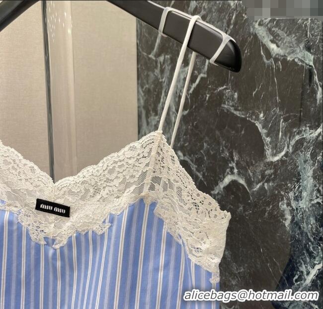 Luxury Discount Miu Miu Striped Vest MM120299 Blue 2025