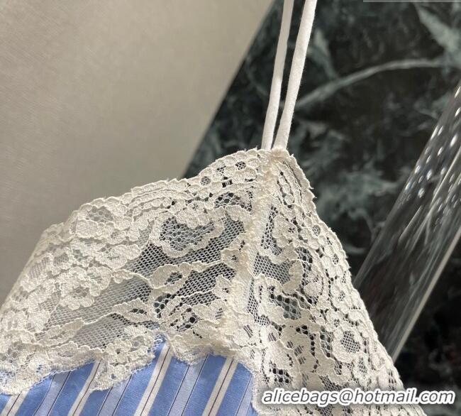 Luxury Discount Miu Miu Striped Vest MM120299 Blue 2025