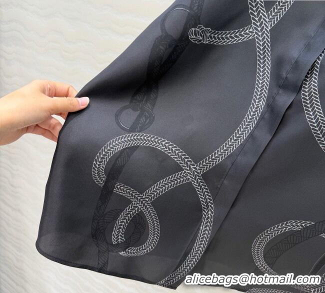 Top Grade Hermes Silk Shirt HS120101 Black 2025