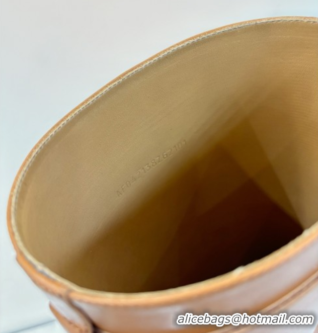 Purchase Hermes Heel High Boots 9.5cm in Calfskin Leather with Kelly Buckle Strap Brown 1023057