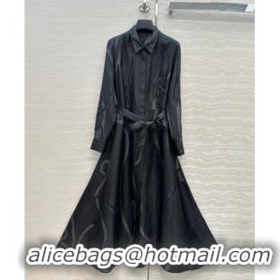 Buy Inexpensive Hermes Silk Shirt Dress HS120102 Black 2025