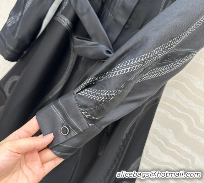 Buy Inexpensive Hermes Silk Shirt Dress HS120102 Black 2025
