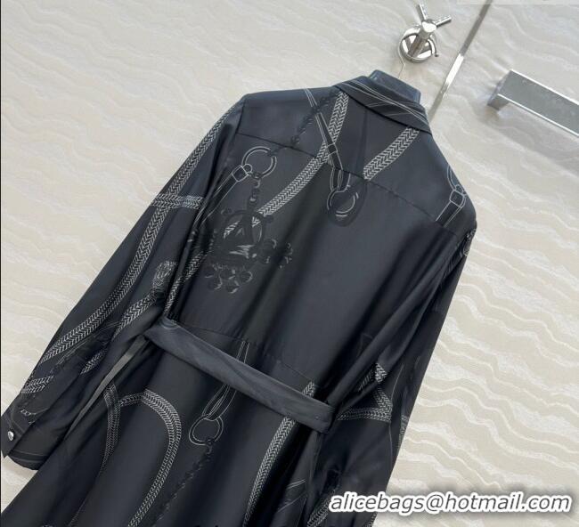 Buy Inexpensive Hermes Silk Shirt Dress HS120102 Black 2025