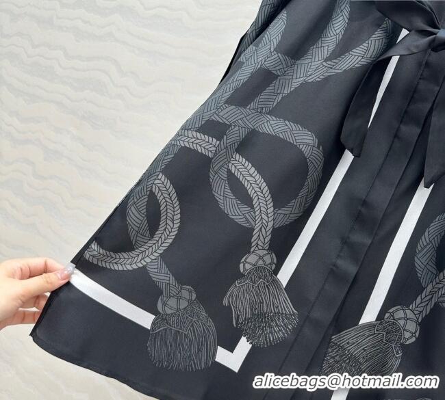 Best Product Hermes Silk Shirt Dress HS120103 Black 2025