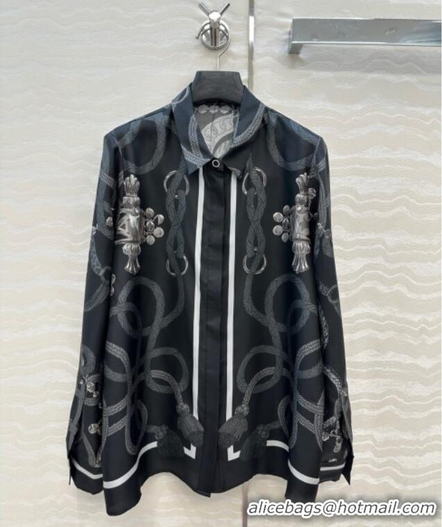 Promotional Hermes Silk Shirt HS120104 Black 2025