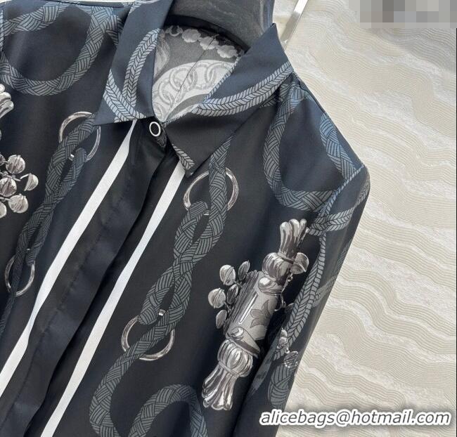 Promotional Hermes Silk Shirt HS120104 Black 2025