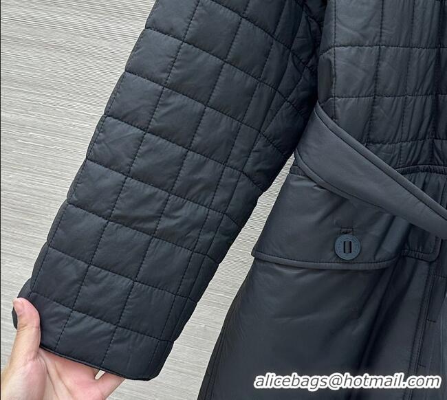 Big Discount Hermes Quilted Coat HS120201 Black 2025