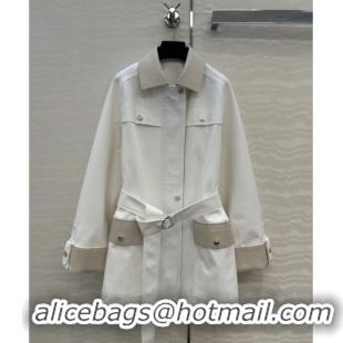 Well Crafted Hermes Cotton and Goatskin Leather Coat HS120241 White 2025