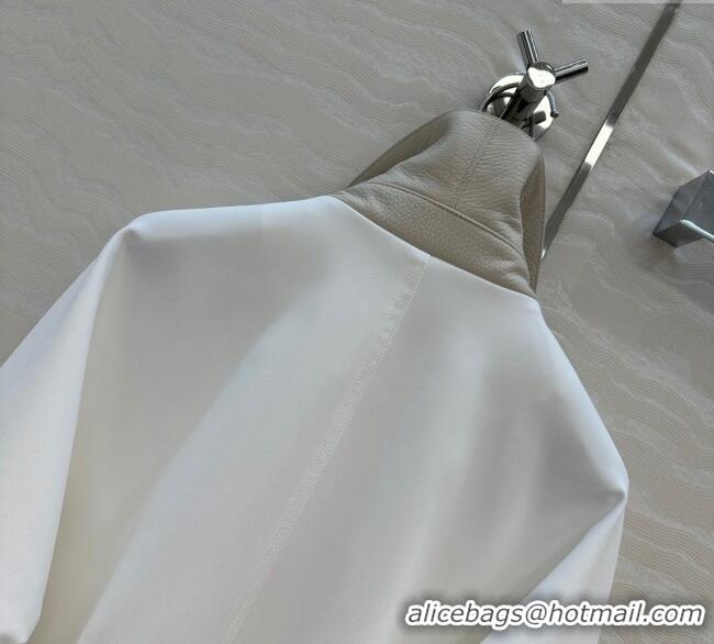 Well Crafted Hermes Cotton and Goatskin Leather Coat HS120241 White 2025