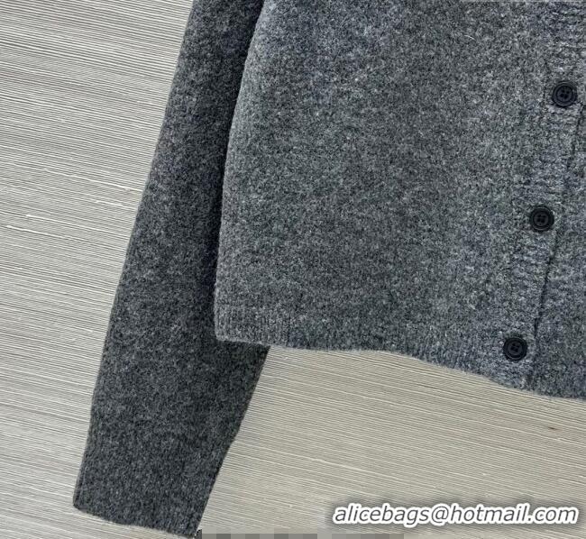Best Price Valentino Wool Cashmere Cardigan with Strass Bow VL120201 Grey 2025