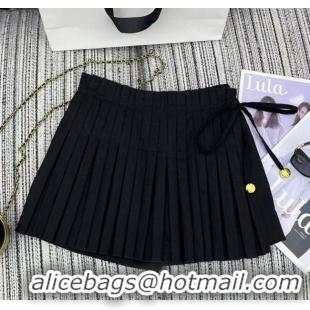 Top Grade Loewe Linen and Cotton Shorts LW120201 Black 2025