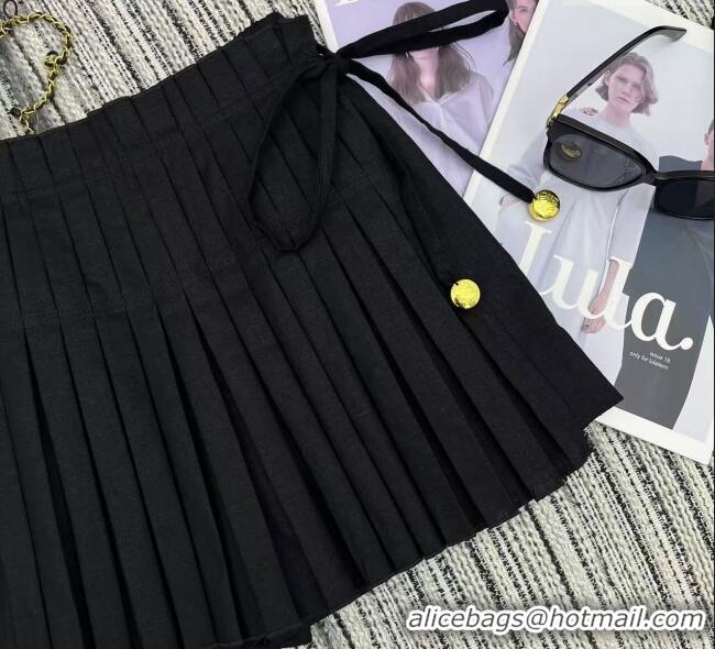 Top Grade Loewe Linen and Cotton Shorts LW120201 Black 2025