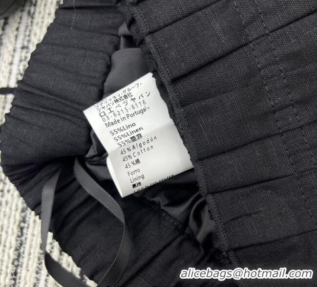 Top Grade Loewe Linen and Cotton Shorts LW120201 Black 2025