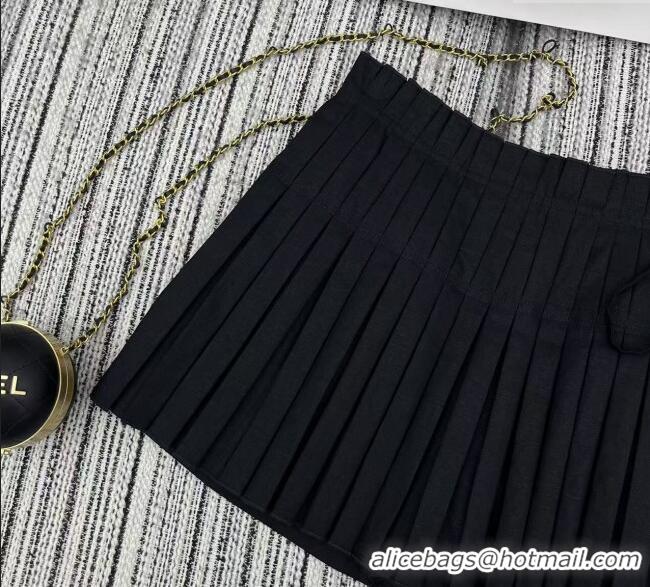 Top Grade Loewe Linen and Cotton Shorts LW120201 Black 2025