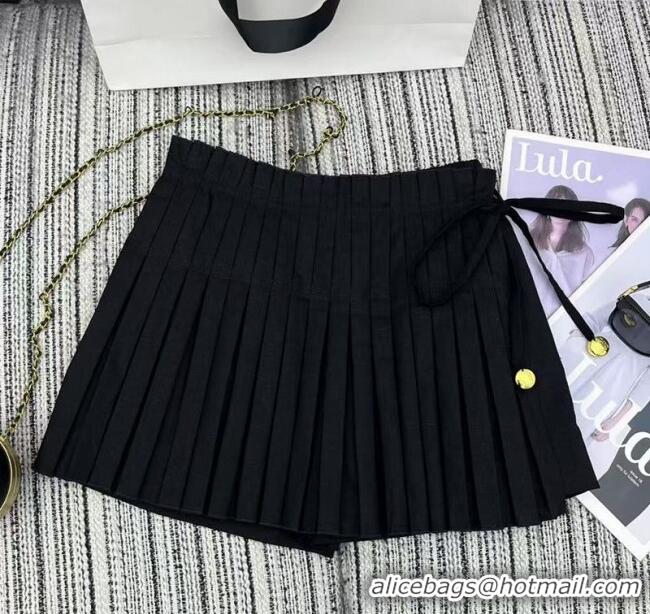 Top Grade Loewe Linen and Cotton Shorts LW120201 Black 2025