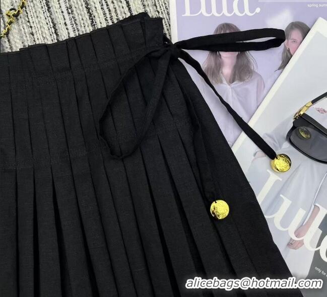 Top Grade Loewe Linen and Cotton Shorts LW120201 Black 2025