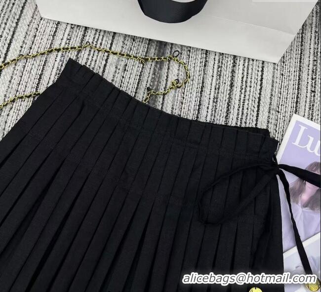 Top Grade Loewe Linen and Cotton Shorts LW120201 Black 2025