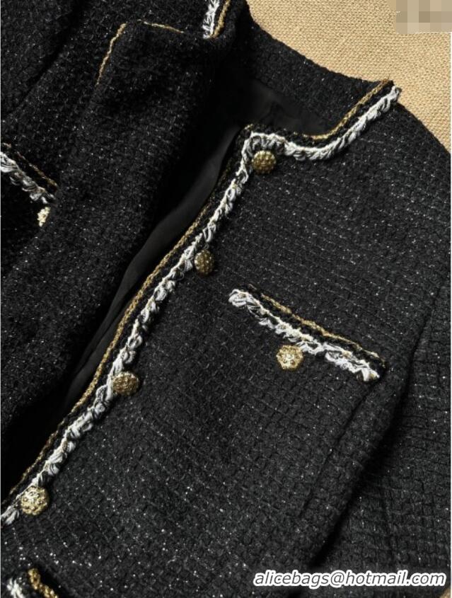 ​Best Quality Chanel Tweed Coat CH112701 Black 2025