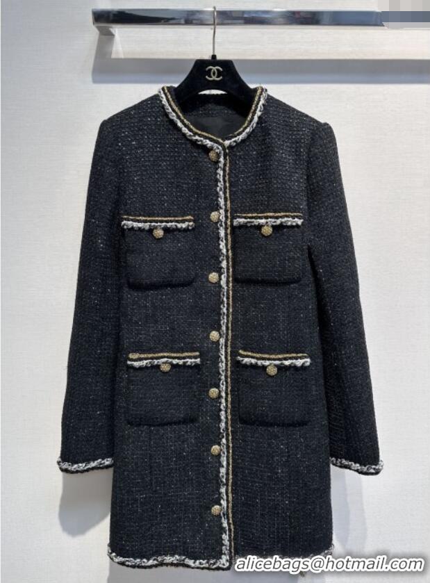 ​Best Quality Chanel Tweed Coat CH112701 Black 2025