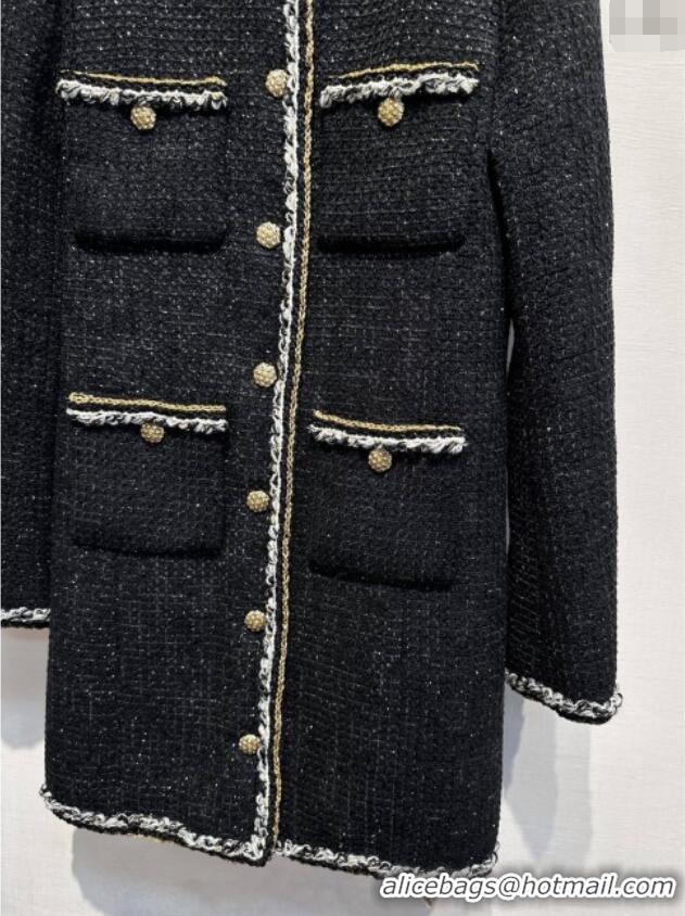​Best Quality Chanel Tweed Coat CH112701 Black 2025