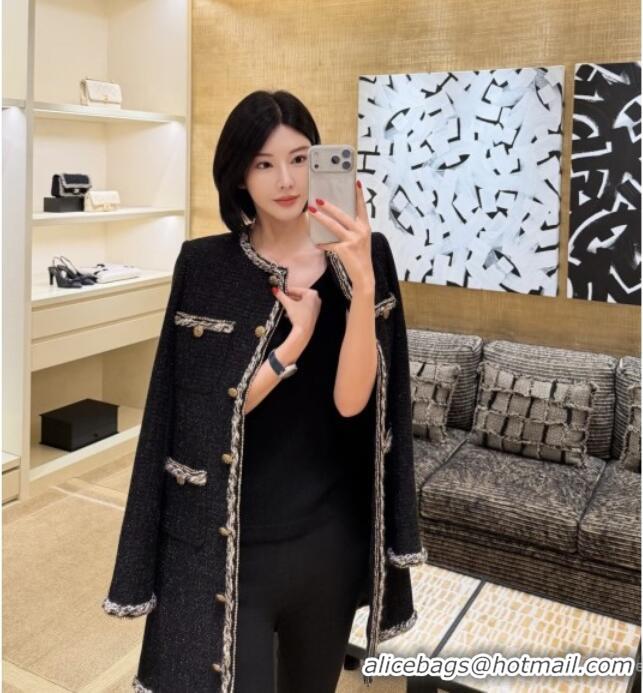 ​Best Quality Chanel Tweed Coat CH112701 Black 2025