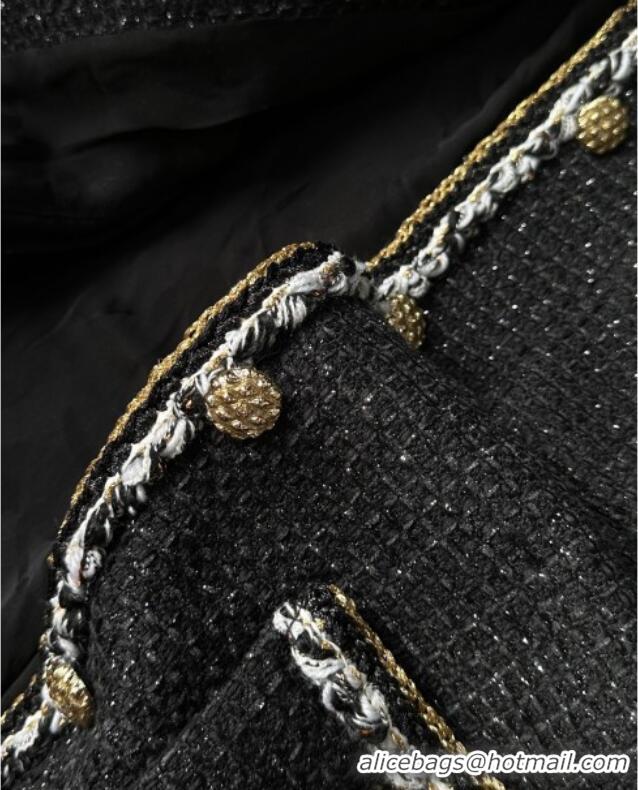 ​Best Quality Chanel Tweed Coat CH112701 Black 2025