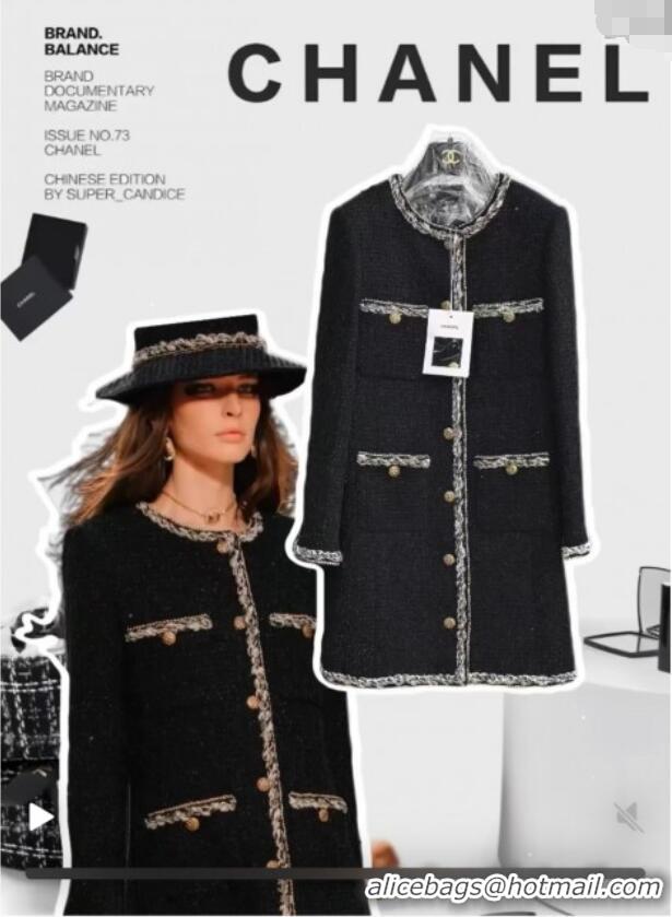 ​Best Quality Chanel Tweed Coat CH112701 Black 2025