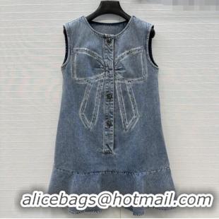Famous Brand Chanel Denim Dress with Bow CH112801 Blue 2025
