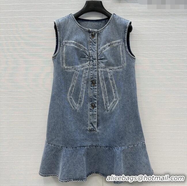 Famous Brand Chanel Denim Dress with Bow CH112801 Blue 2025