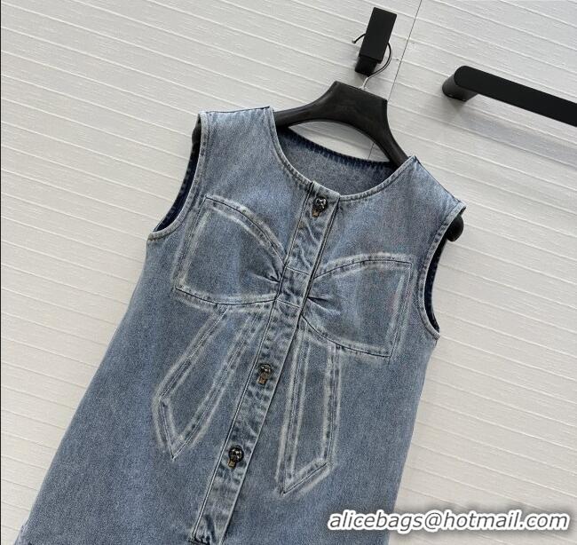 Famous Brand Chanel Denim Dress with Bow CH112801 Blue 2025