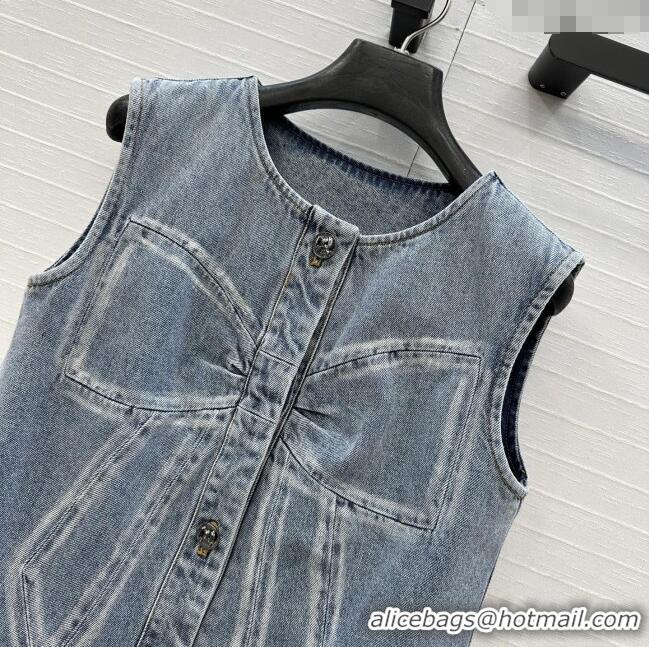 Famous Brand Chanel Denim Dress with Bow CH112801 Blue 2025