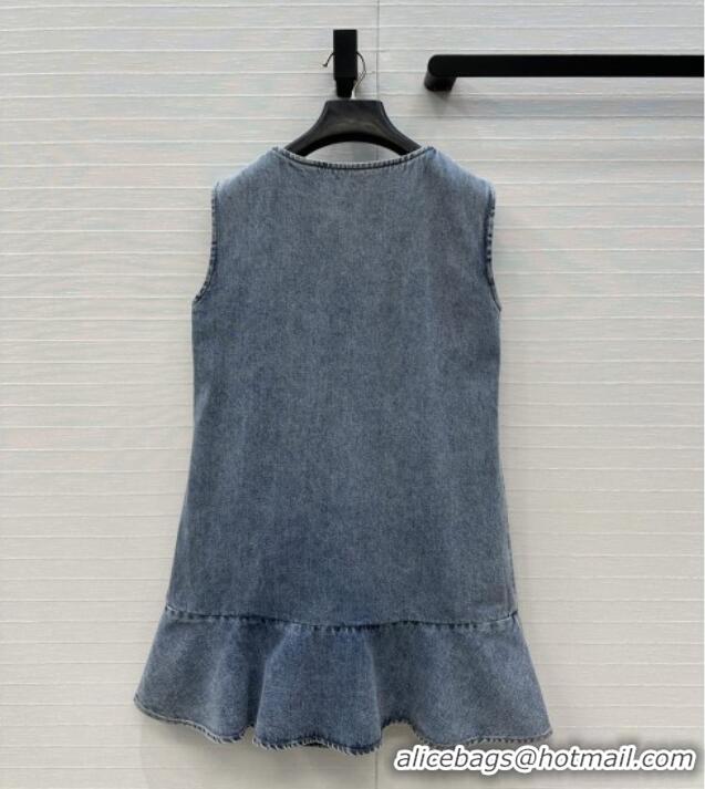 Famous Brand Chanel Denim Dress with Bow CH112801 Blue 2025