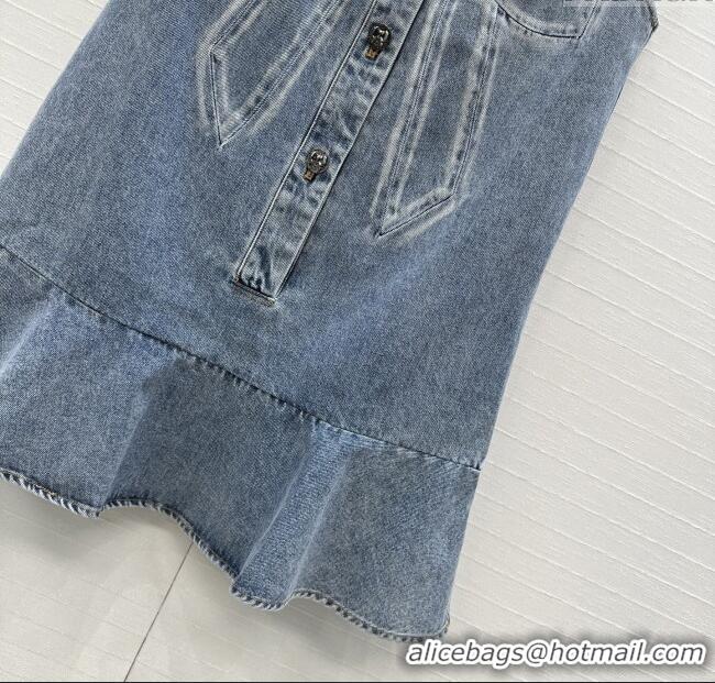 Famous Brand Chanel Denim Dress with Bow CH112801 Blue 2025