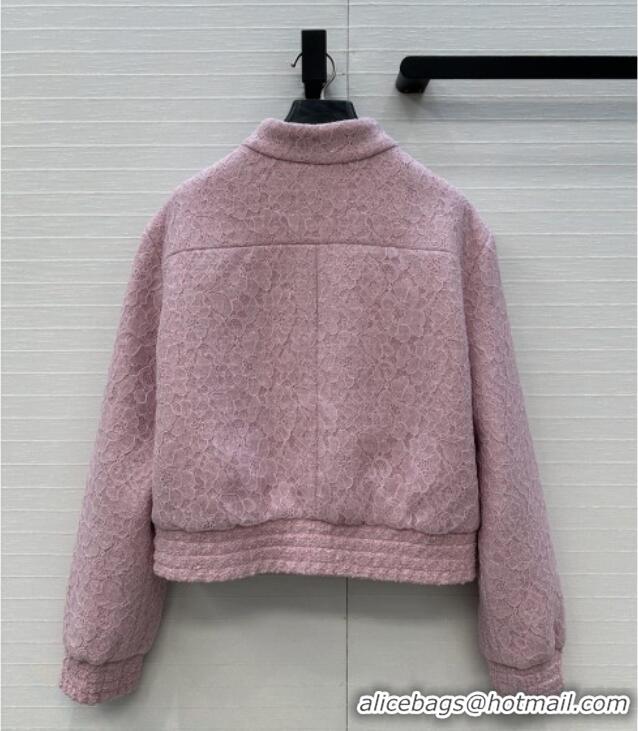 Luxury Cheap Chanel Tweed & Lace Jacket CH112803 Pink 2025