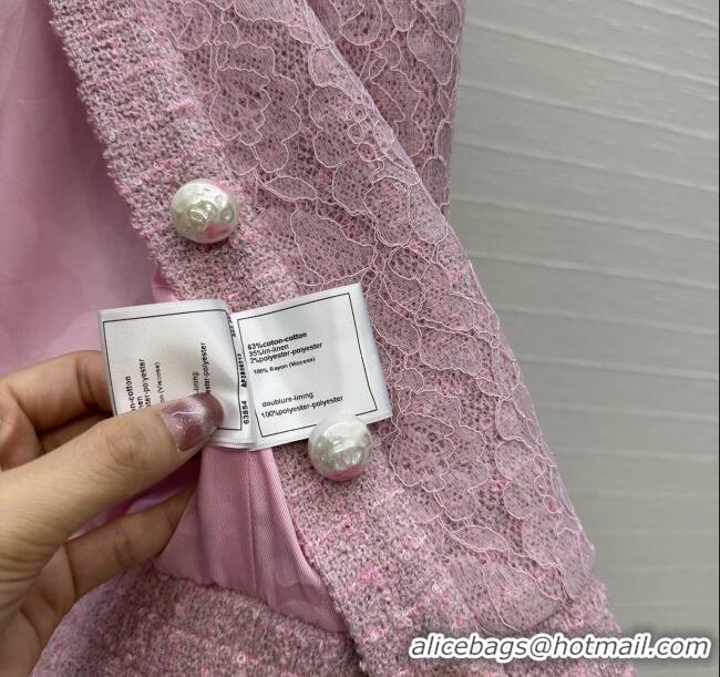 Luxury Cheap Chanel Tweed & Lace Jacket CH112803 Pink 2025