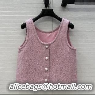 Super Quality Chanel Tweed & Lace Vest CH112804 Pink 2025