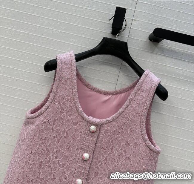 Super Quality Chanel Tweed & Lace Vest CH112804 Pink 2025