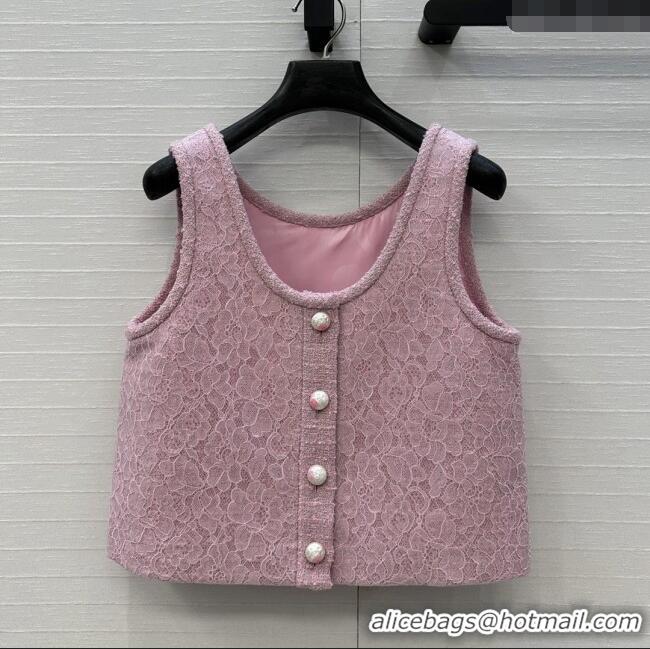 Super Quality Chanel Tweed & Lace Vest CH112804 Pink 2025