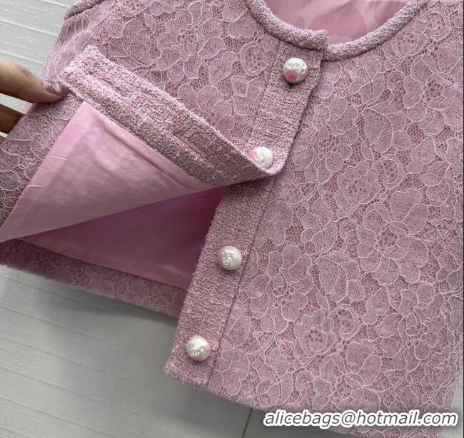 Super Quality Chanel Tweed & Lace Vest CH112804 Pink 2025