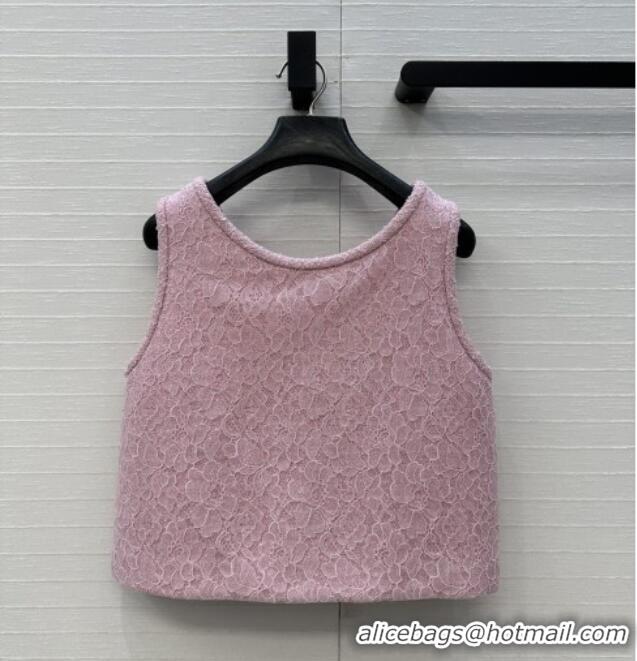 Super Quality Chanel Tweed & Lace Vest CH112804 Pink 2025
