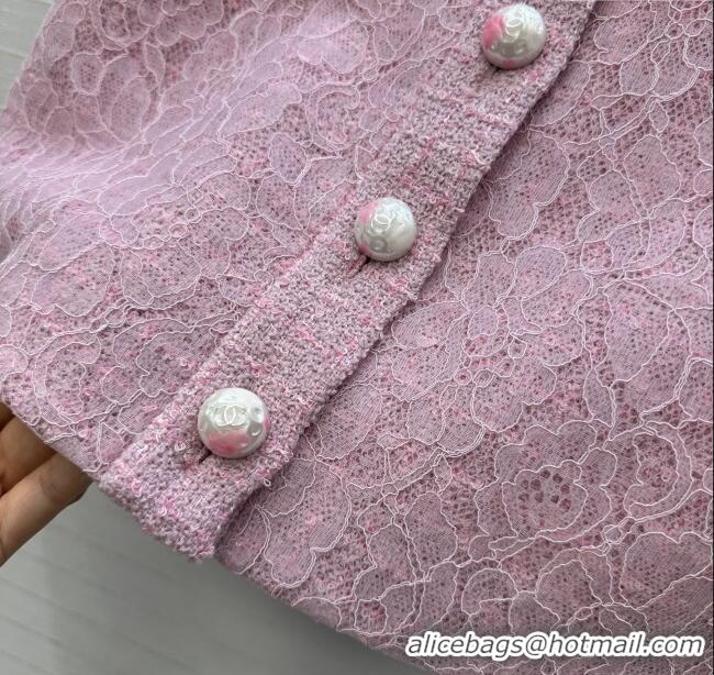 Super Quality Chanel Tweed & Lace Vest CH112804 Pink 2025