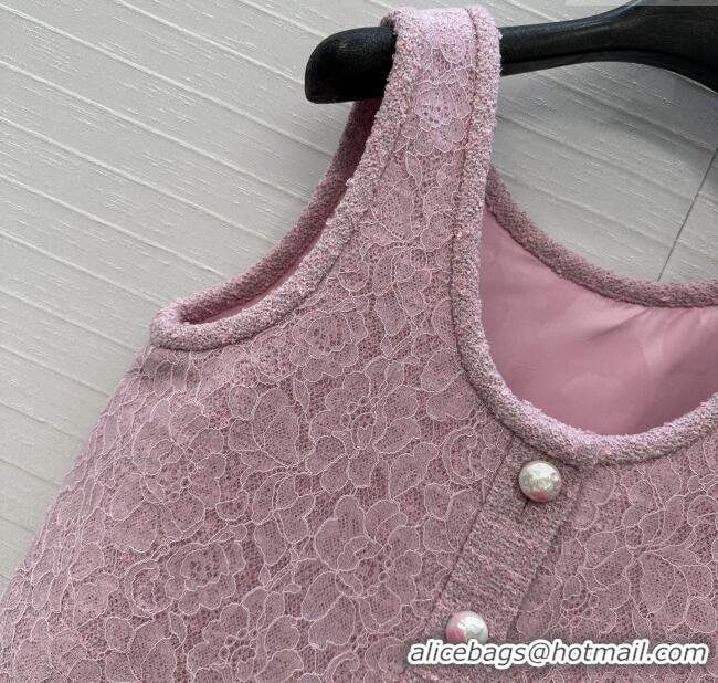 Super Quality Chanel Tweed & Lace Vest CH112804 Pink 2025