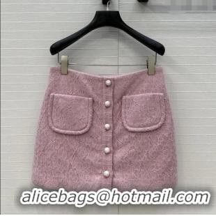 Famous Brand Chanel Tweed & Lace Skirt CH112805 Pink 2025