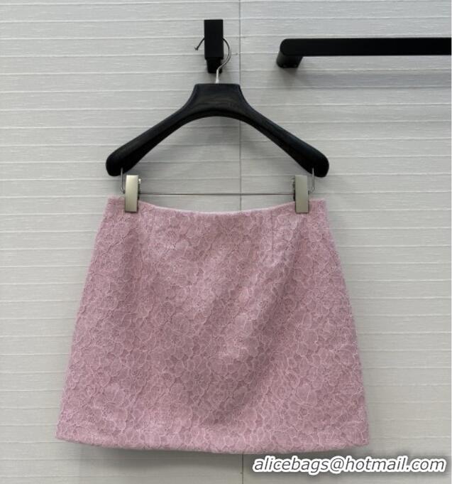 Famous Brand Chanel Tweed & Lace Skirt CH112805 Pink 2025