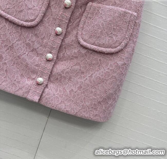 Famous Brand Chanel Tweed & Lace Skirt CH112805 Pink 2025