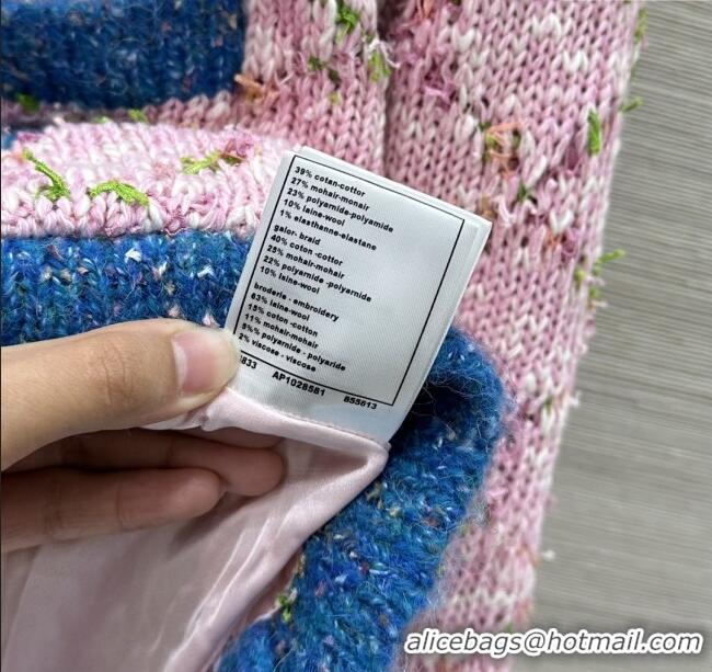 Luxury Cheap Chanel Knit Cardigan CH112711 Pink/Blue 2025