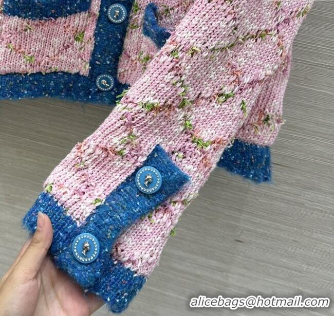 Luxury Cheap Chanel Knit Cardigan CH112711 Pink/Blue 2025