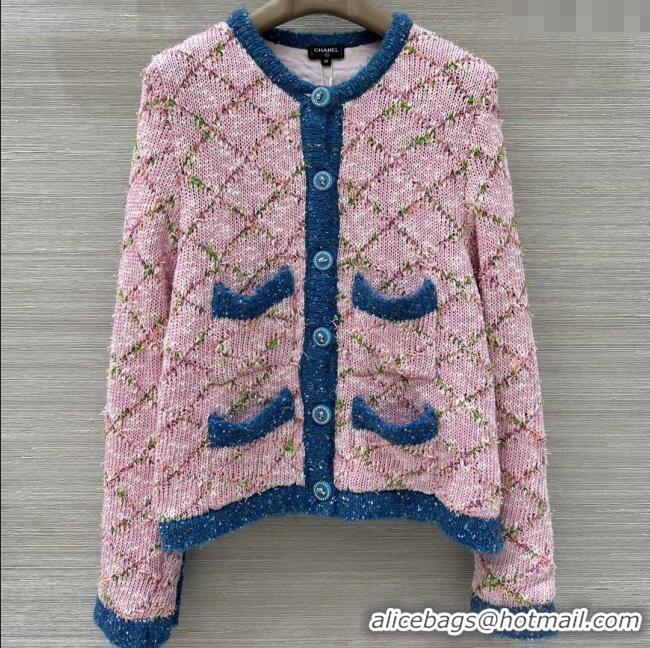 Luxury Cheap Chanel Knit Cardigan CH112711 Pink/Blue 2025