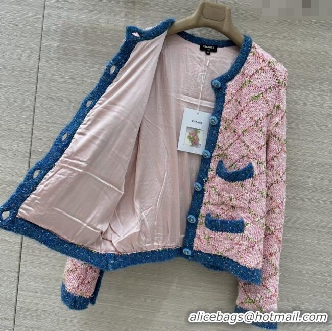 Luxury Cheap Chanel Knit Cardigan CH112711 Pink/Blue 2025