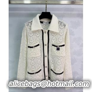 Famous Brand Chanel Wool Knit Cardigan CH120104 White 2025